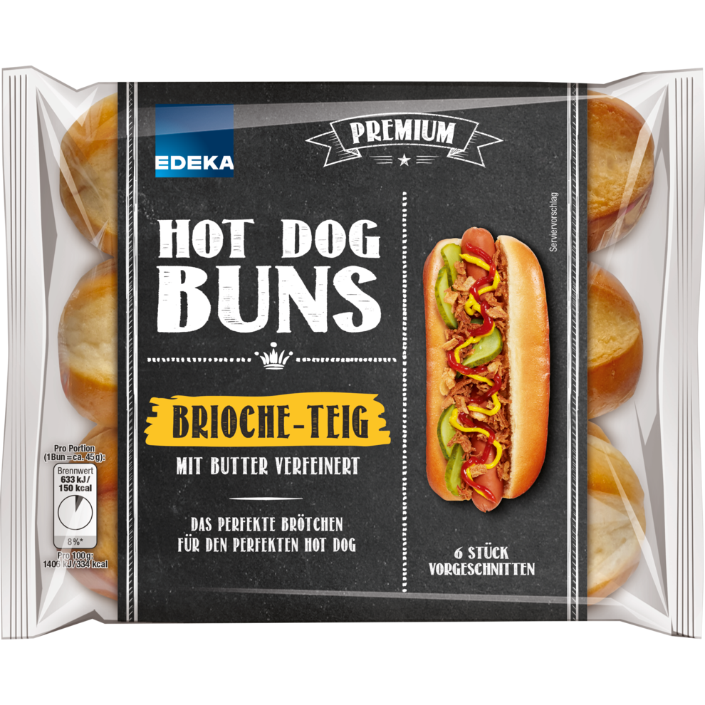 EDEKA Brioche Hot Dog Buns 270 g Bagels, Hamburger & Co. Brot