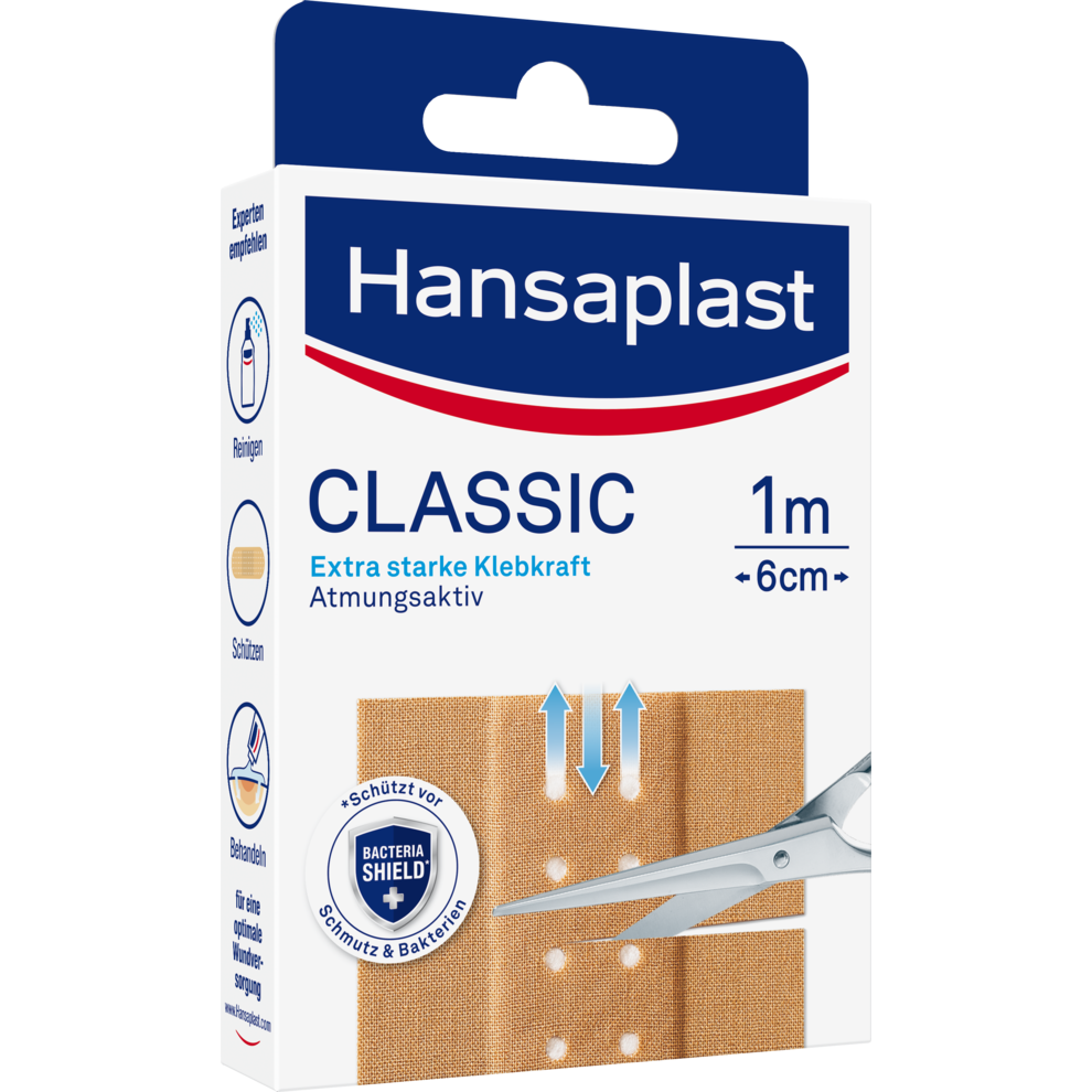 Hansaplast Classic 1 m x 6 cm 10 Stück Pflaster Gesundheitshelfer