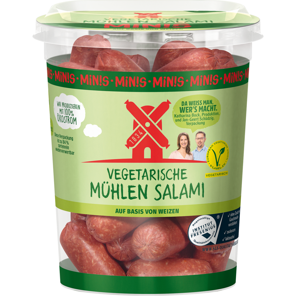 Mühlen Vegetarische Salami Minis im Becher 180g Sticks & Snacks
