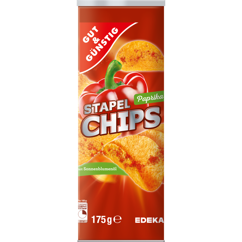 GUT&GÜNSTIG Stapelchips Paprika 175g Chips, Salzgebäck & Nüsse