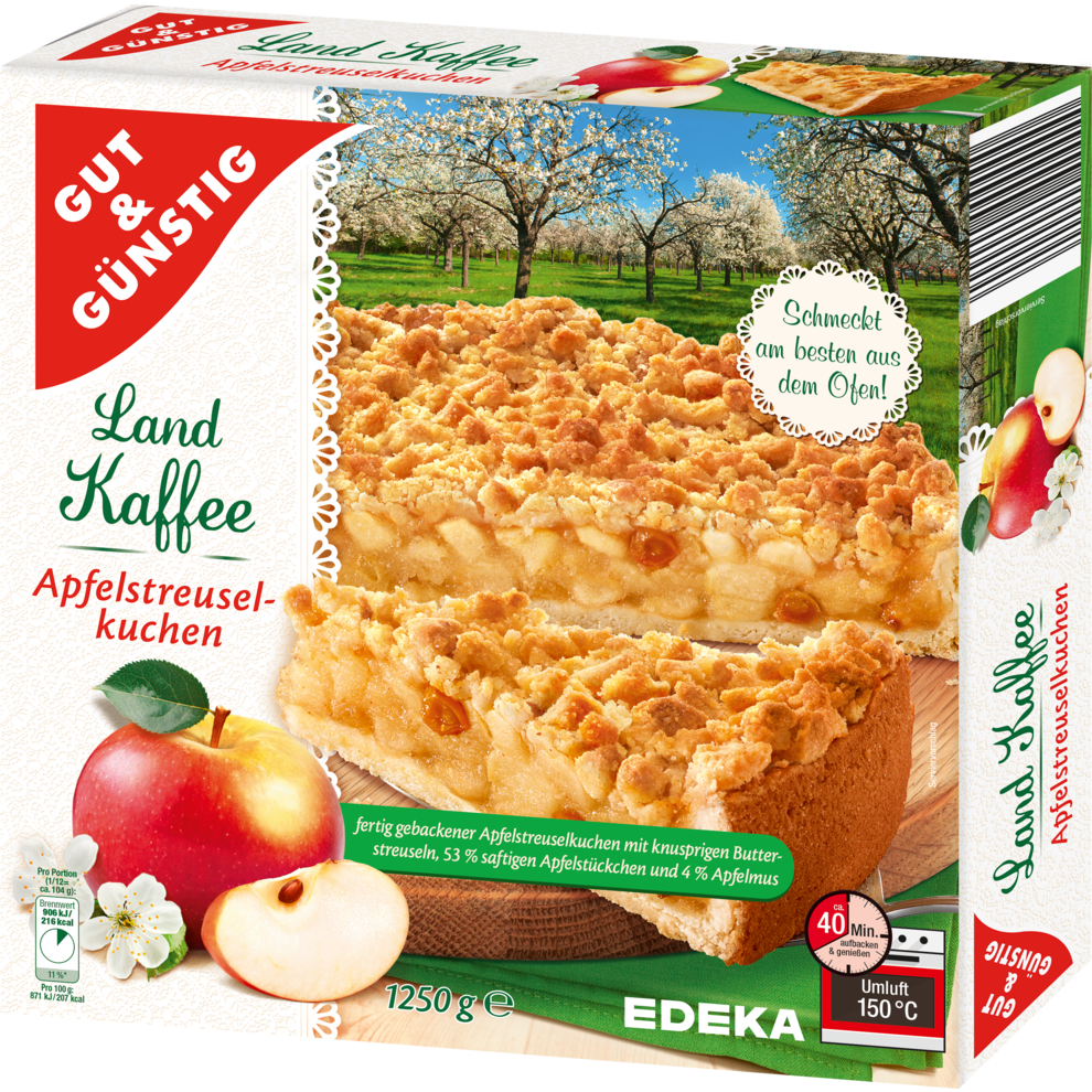 GUT&GÜNSTIG Apfelstreuselkuchen 1250g Backwaren Tiefkühlprodukte