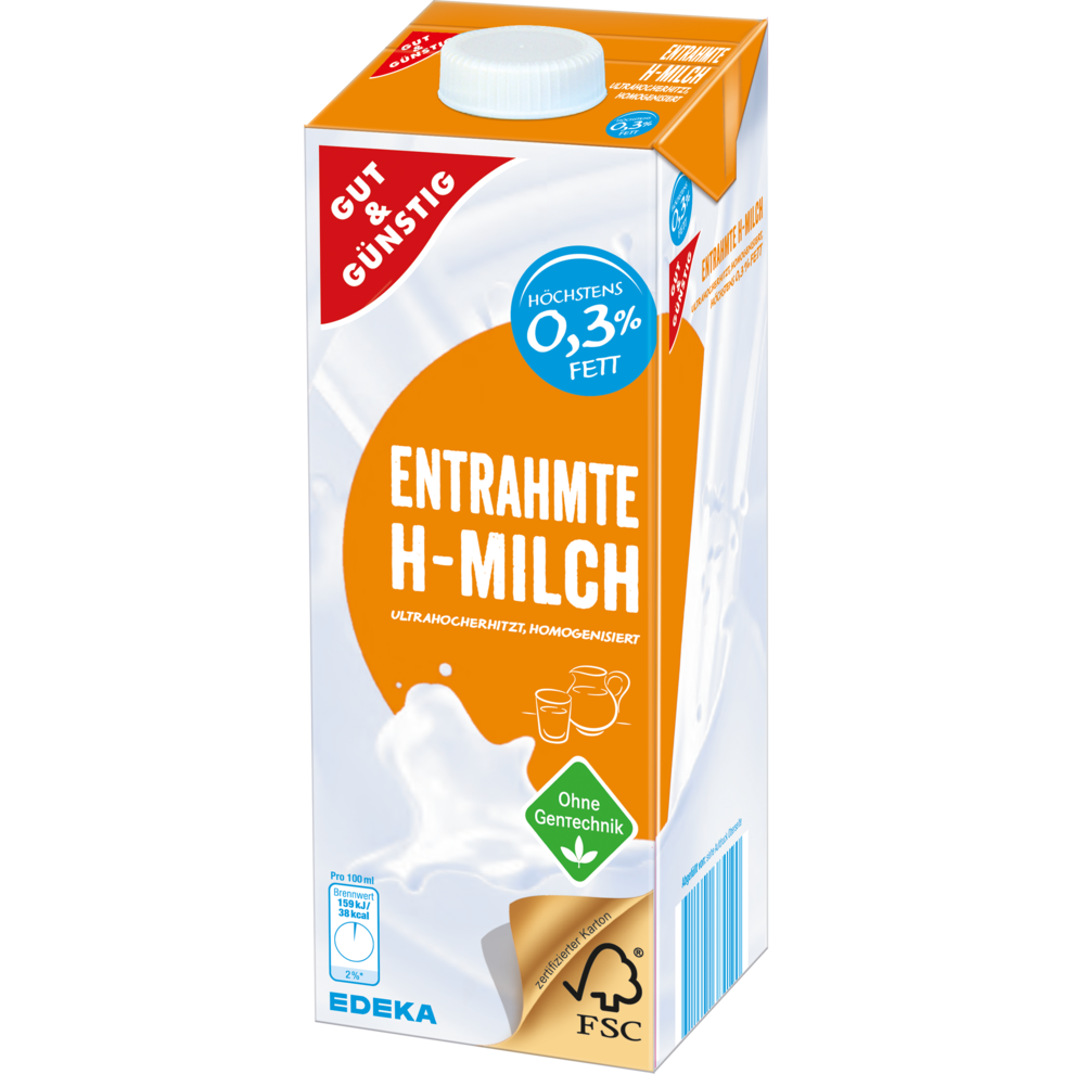 GUT&amp;GÜNSTIG H-Milch 0,3% 1l VLOG | Milch | Lebensmittel | Alle Produkte ...