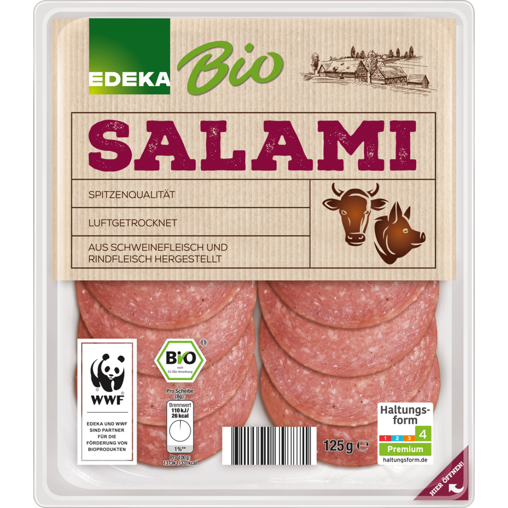 EDEKA Bio Salami 125 g Käse & Wurstvariationen Kühlprodukte Bio