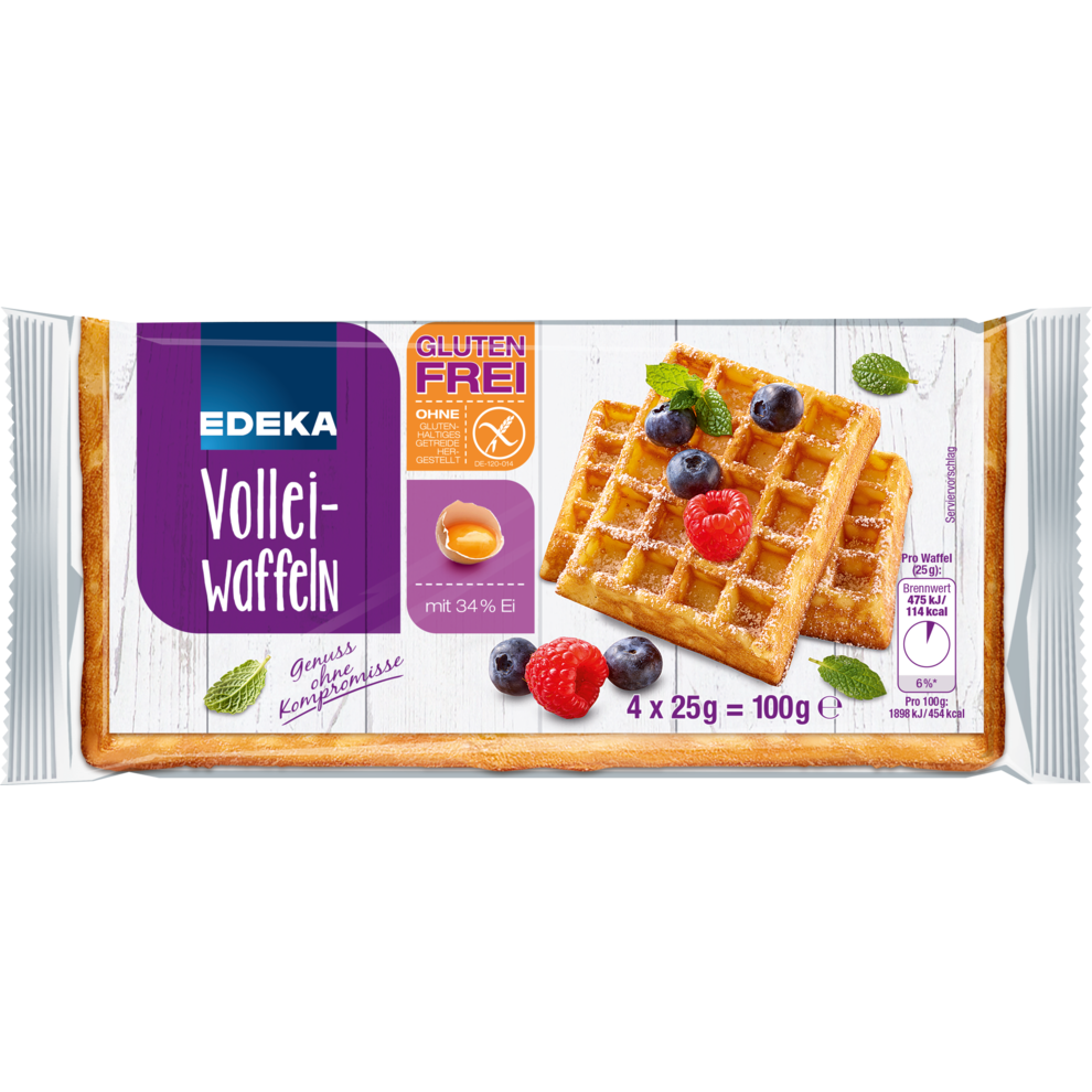 EDEKA glutenfreie Volleiwaffeln 100 g Süßgebäck Brot & Brötchen