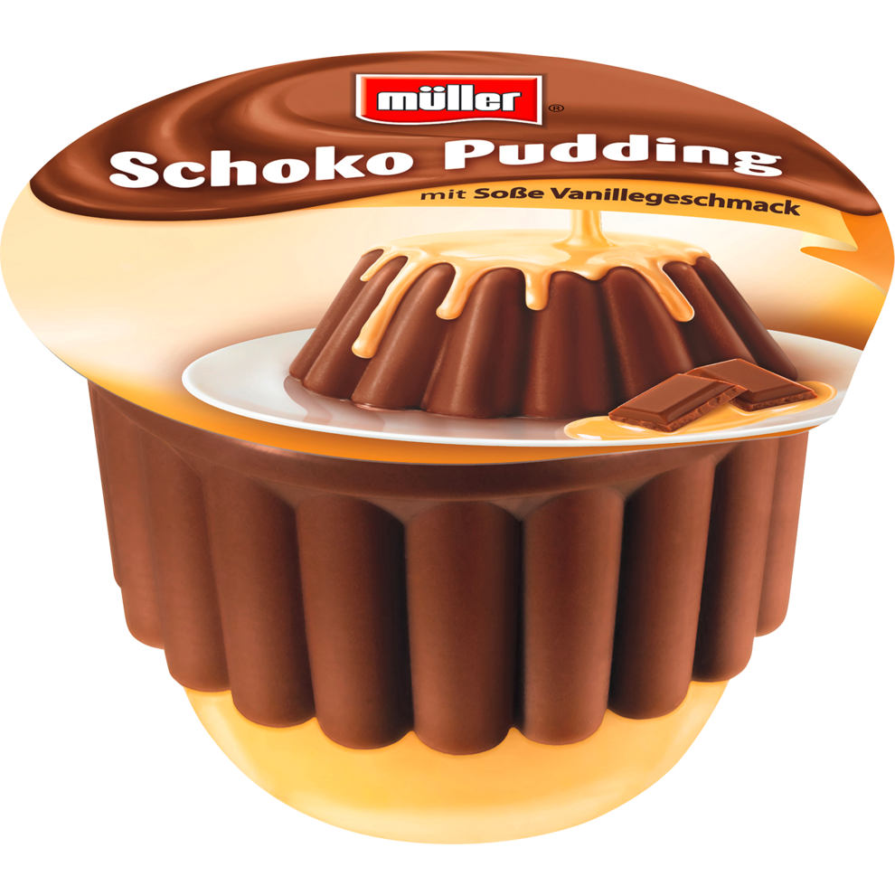 müller Schoko Pudding mit Vanillesoße 450 g | Pudding ...