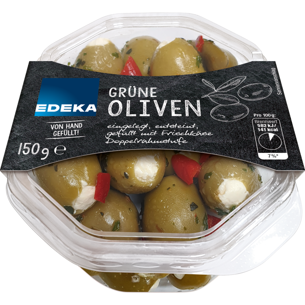 EDEKA grüne Oliven gefüllt mit Frischkäse 150g | Antipasti | Salate ...