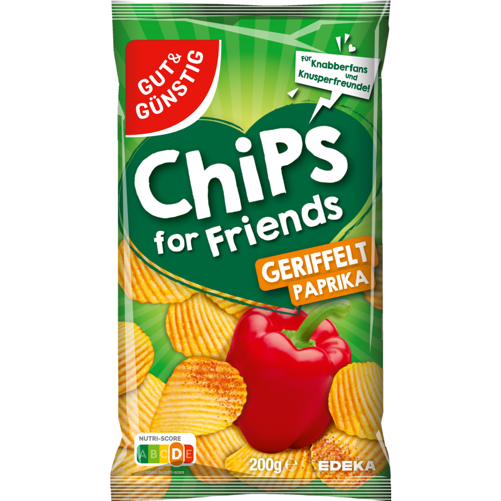 GUT&GÜNSTIG PaprikaChips geriffelt 200 g Chips & Salzgebäck