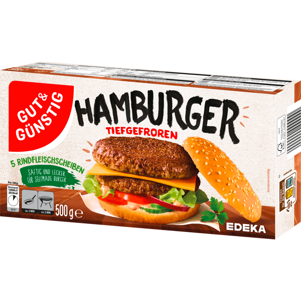 GUT&GÜNSTIG Hamburger 500 g Geflügel & Fleisch Tiefkühlprodukte