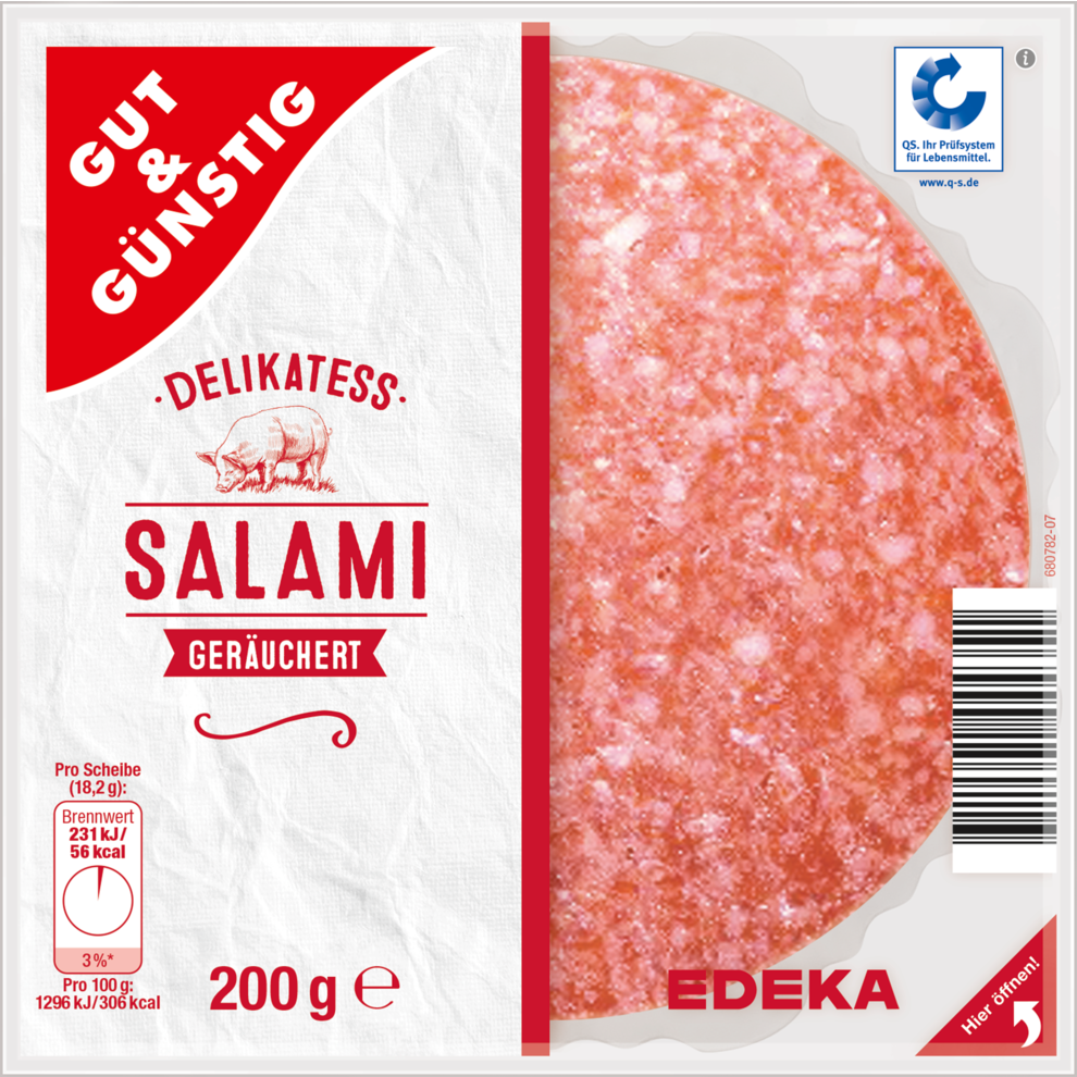 GUT & GÜNSTIG Salami 200 g Salami Wurst Kühlprodukte Alle