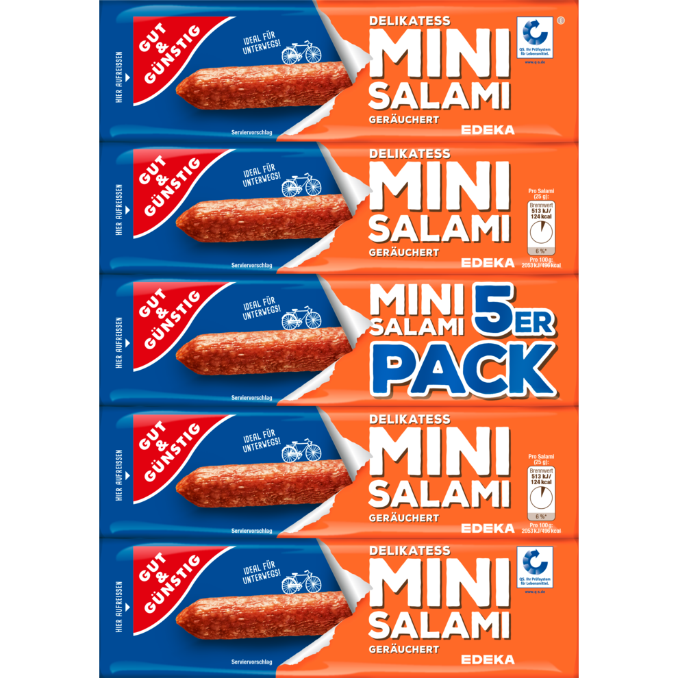 GUT&GÜNSTIG Mini Salami 5er Pack 125 g Sticks & Snacks Wurst Kühlprodukte Alle Produkte
