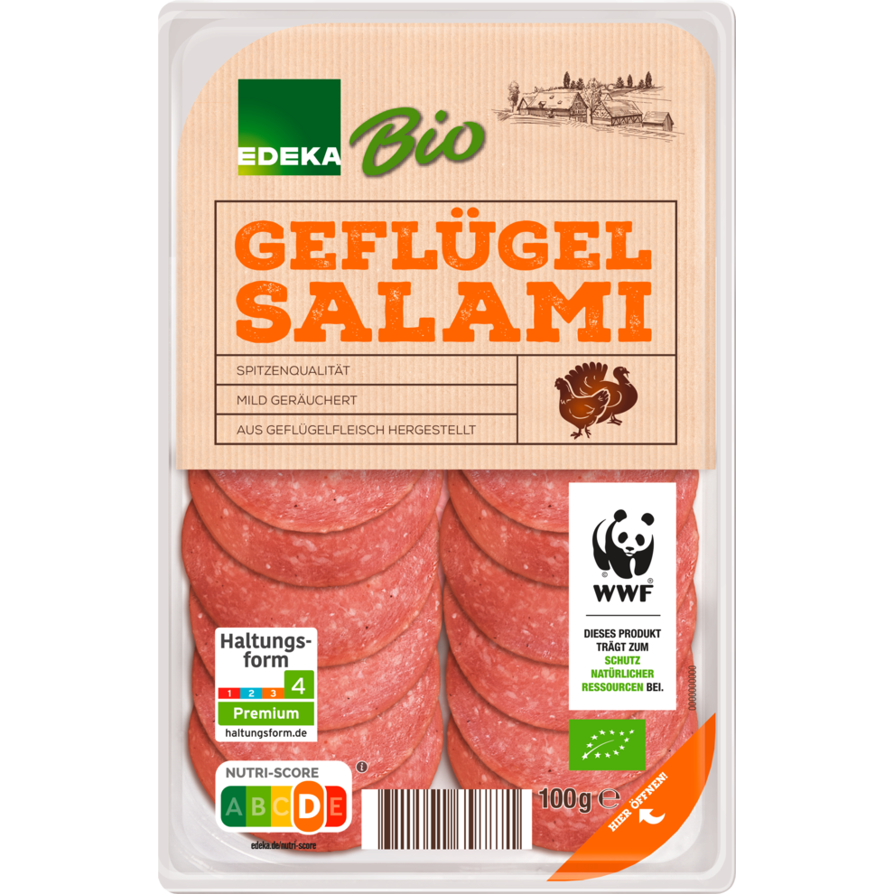 EDEKA Bio Geflügelsalami 100 g Salami Wurst Kühlprodukte Alle