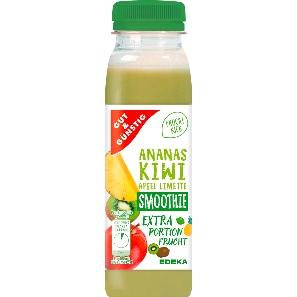 GUT&amp;GÜNSTIG Smoothie Ananas-Kiwi-Apfel-Limette 250 ml | Smoothies ...
