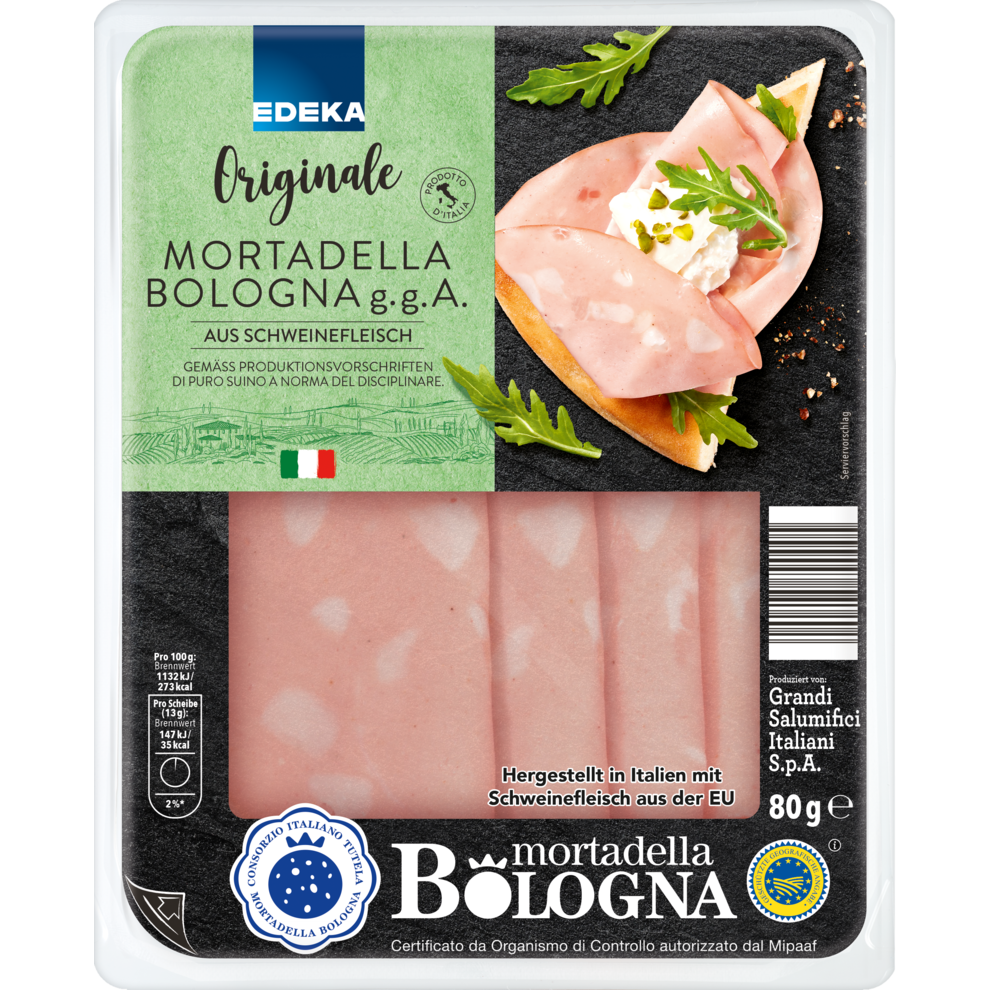 EDEKA Originale Mortadella Bologna g.g.A. 80 g Jagd & Schinkenwurst