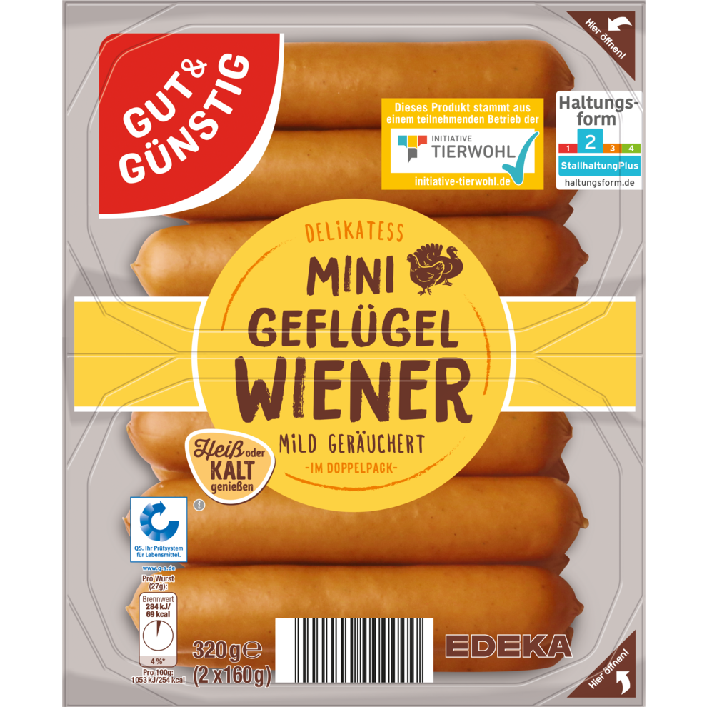 GUT&GÜNSTIG Mini Geflügel Wiener 320 g | Geflügelwurst | Wurst ...