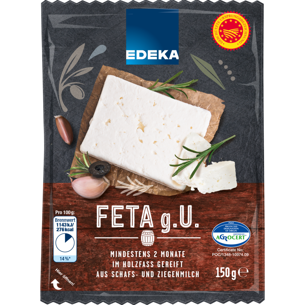 EDEKA Feta Holzfassgereift 45 Fett i. Tr 150 g Feta, Hirten & Grillkäse Käse
